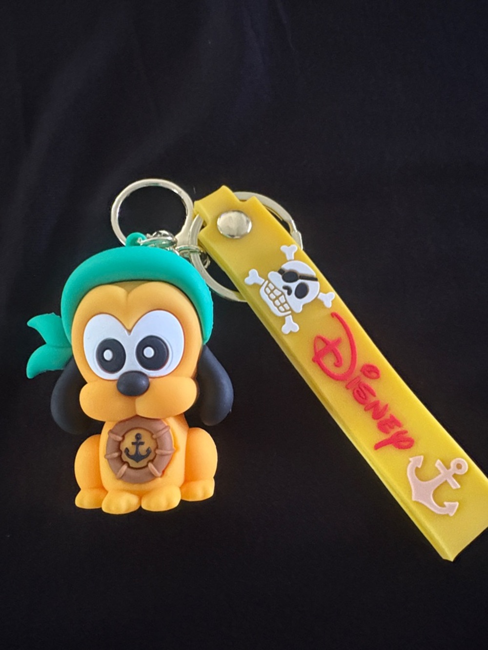 Teal Bandana Pirate Pluto Chunky Keychain Bag Charm with Yellow Strap